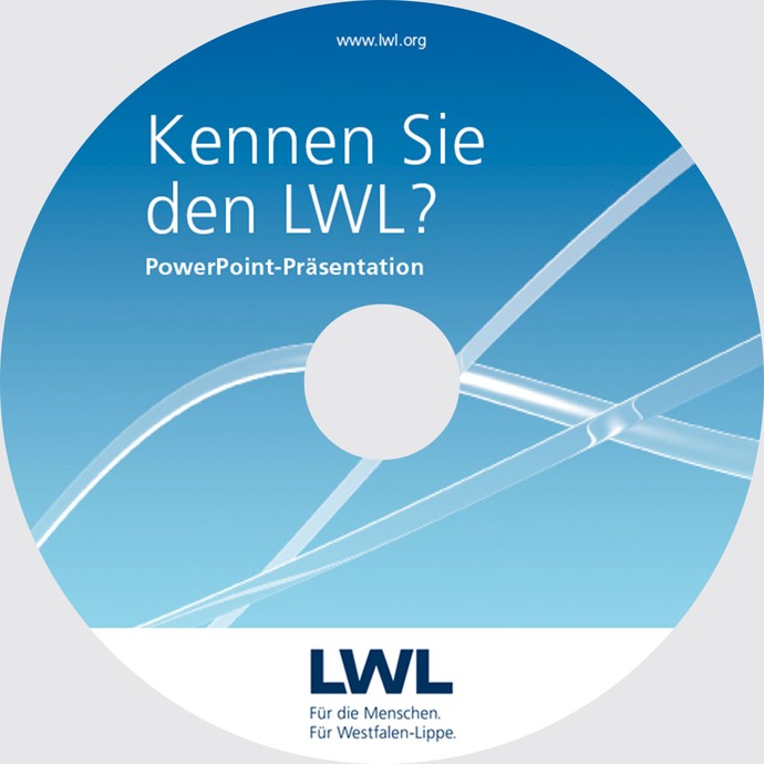 Beispiel-LWL-CD-Etikett mit dem Titel "Kennen Sie den LWL?" (vergrößerte Bildansicht wird geöffnet)